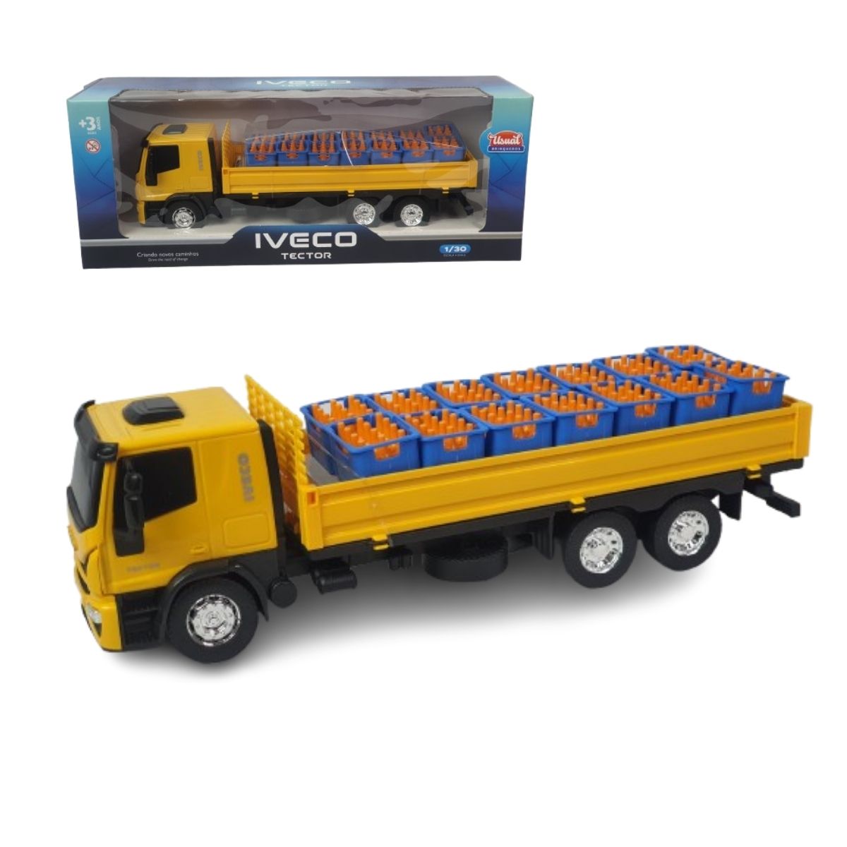 Brinquedo Caminhão De Bebidas Iveco Dropside Amarelo - Usual Brinquedo Caminhão De Bebidas Iveco Dropside Amarelo - Usual